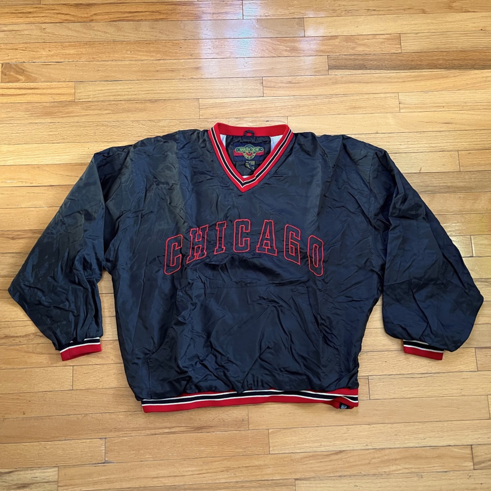 VTG 90s Harlem Gear Chicago Bulls Pullover Windbreaker Jacket Jordan Rare Sewn